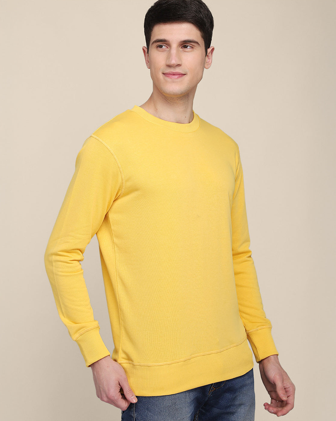 Men Yellow Regular Fit Sweatshirt