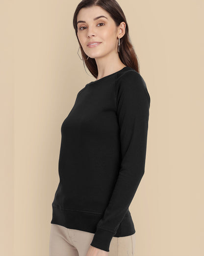 Women Black Regular Fit Sweatshirt