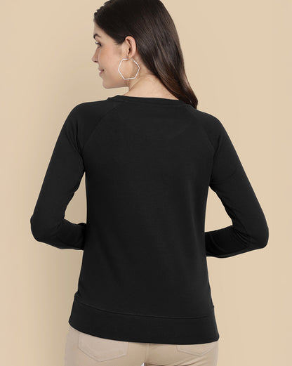 Women Black Regular Fit Sweatshirt