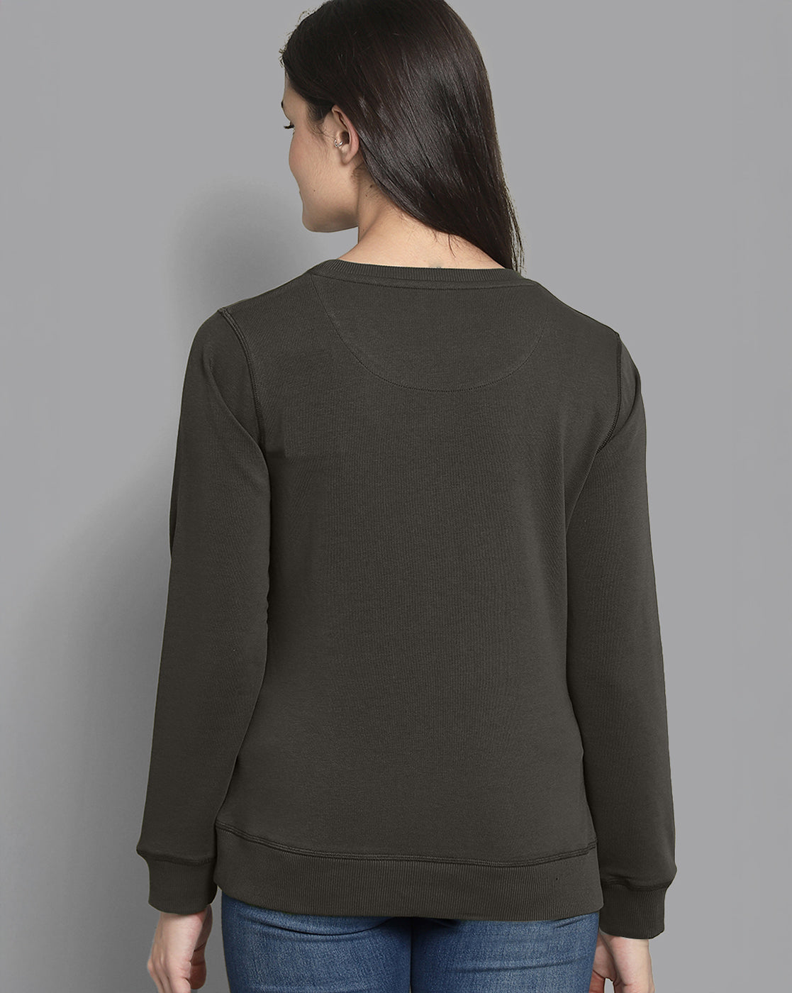 Women Olive Regular Fit Sweatshirt