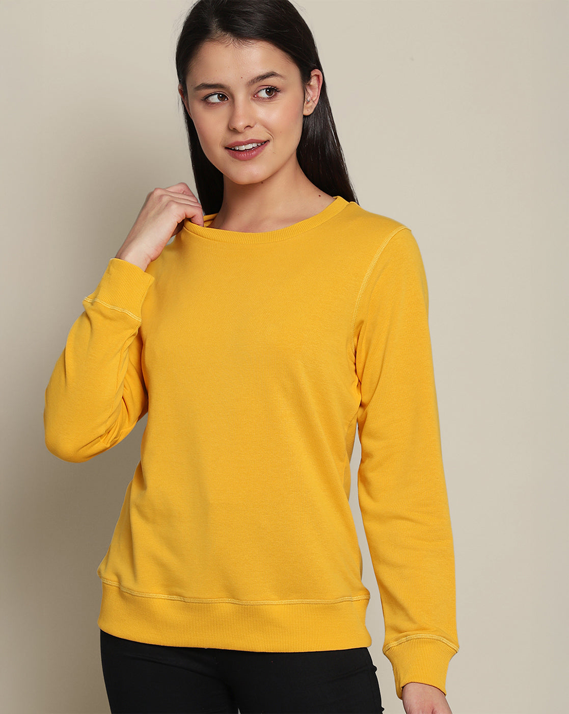 Women Yellow Regular Fit Hoodie