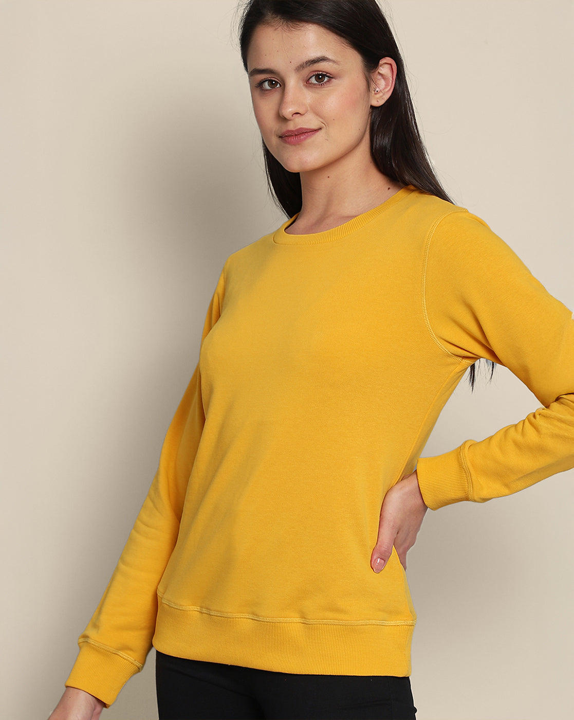 Women Yellow Regular Fit Hoodie