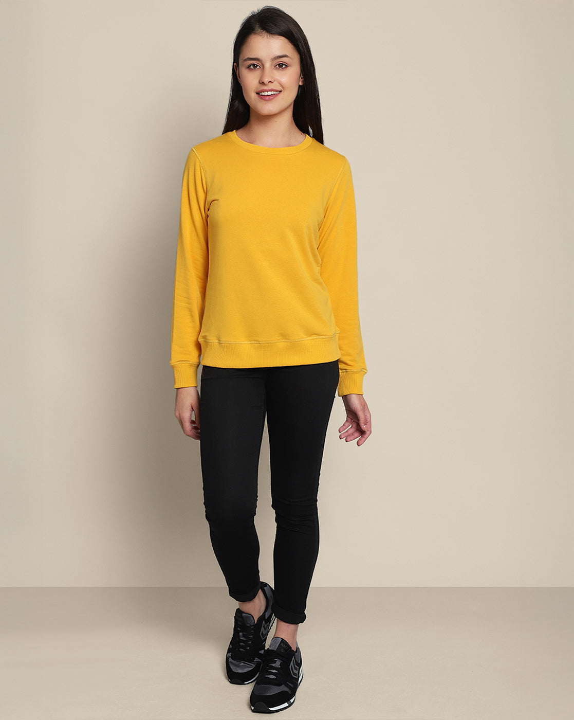 Women Yellow Regular Fit Hoodie