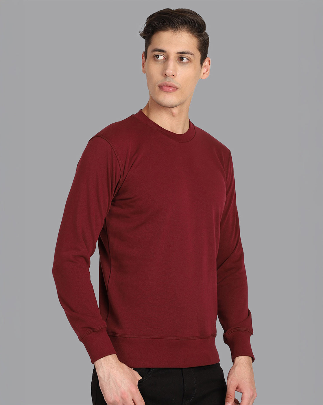 Men Maroon Regular Fit Sweatshirt