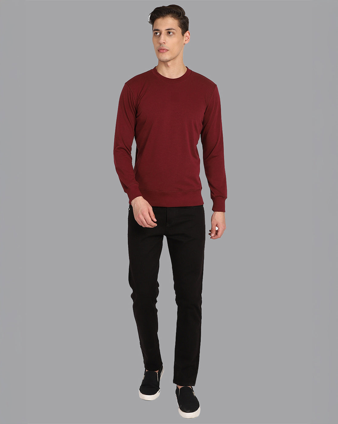 Men Maroon Regular Fit Sweatshirt