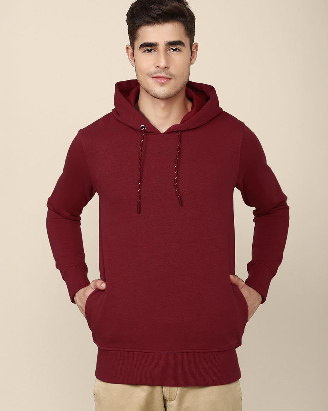 Men Red Regular Fit Hoodie