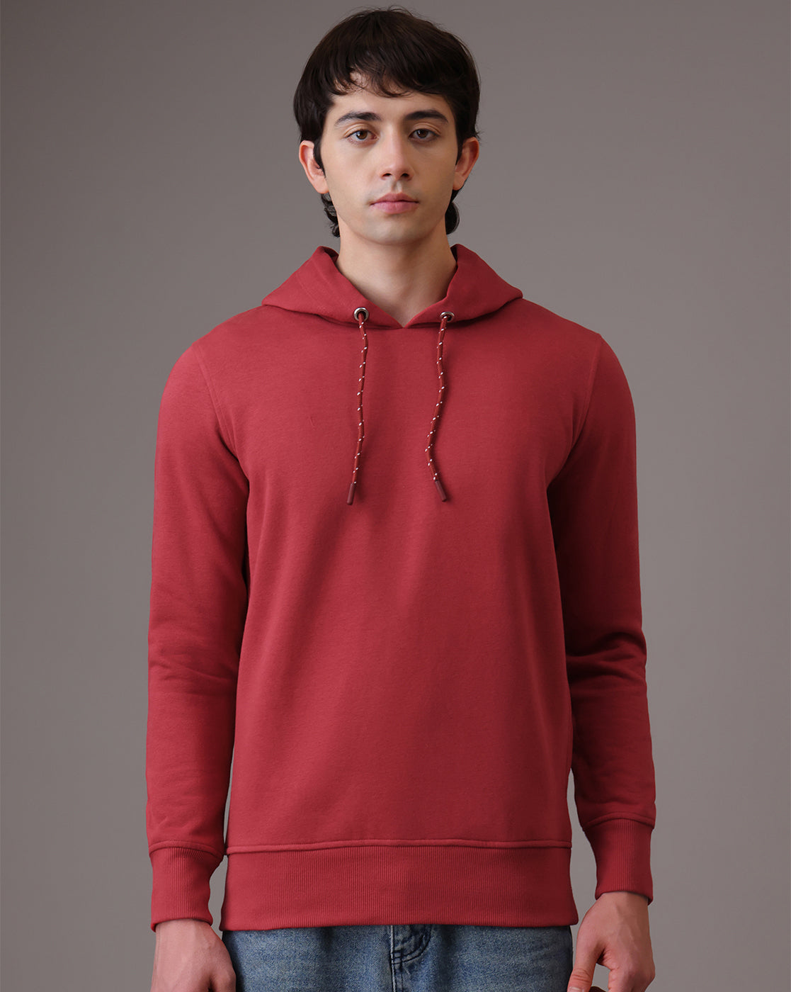 Red Regular Fit Hoodie Men