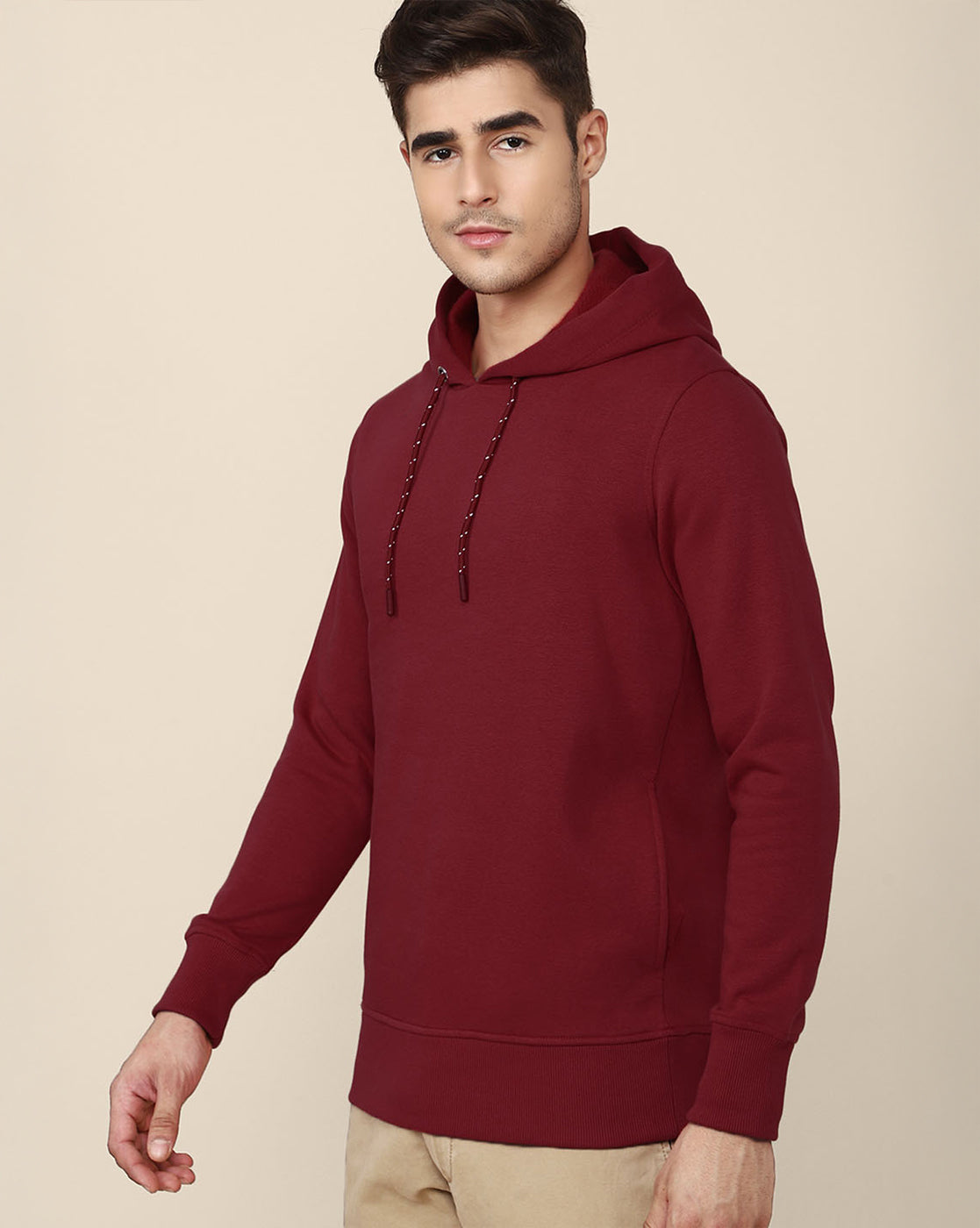 Men Red Regular Fit Hoodie