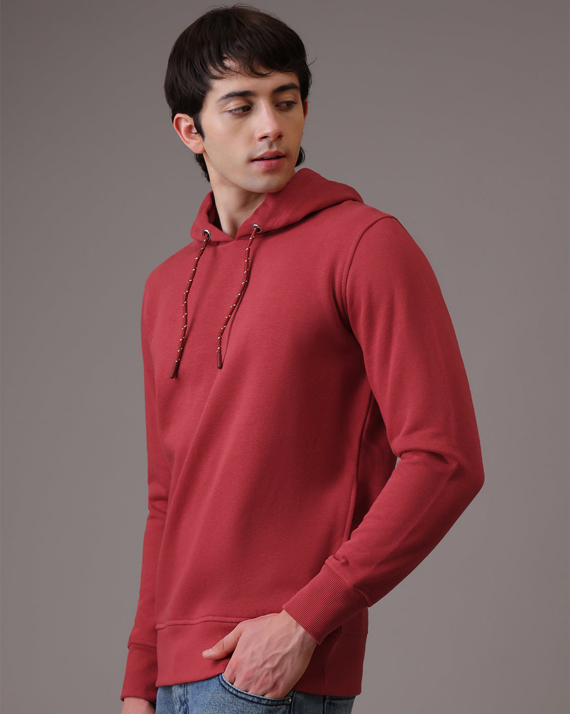 Red Regular Fit Hoodie Men