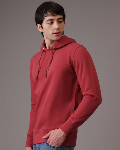 Red Regular Fit Hoodie Men