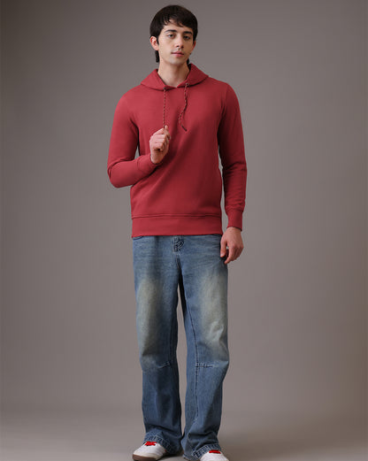 Red Regular Fit Hoodie Men