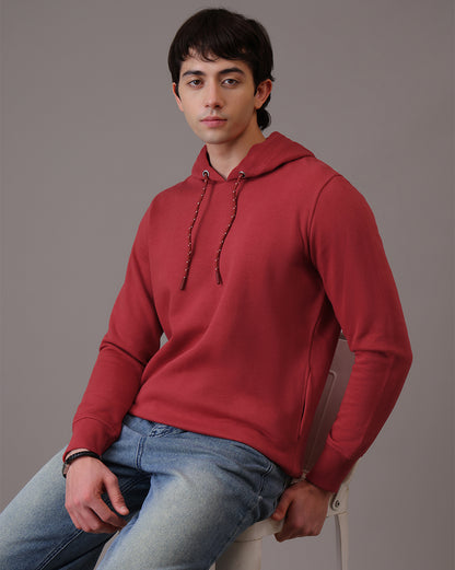 Red Regular Fit Hoodie Men