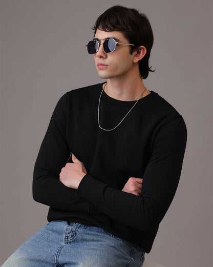 Men Black Regular Fit Sweatshirt