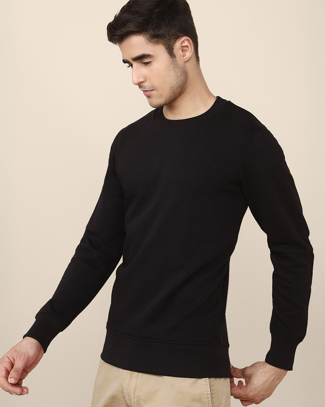 Men Black Regular Fit Sweatshirt