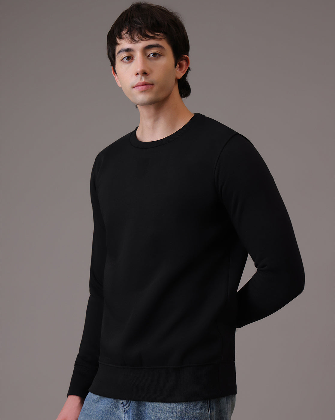 Men Black Regular Fit Sweatshirt