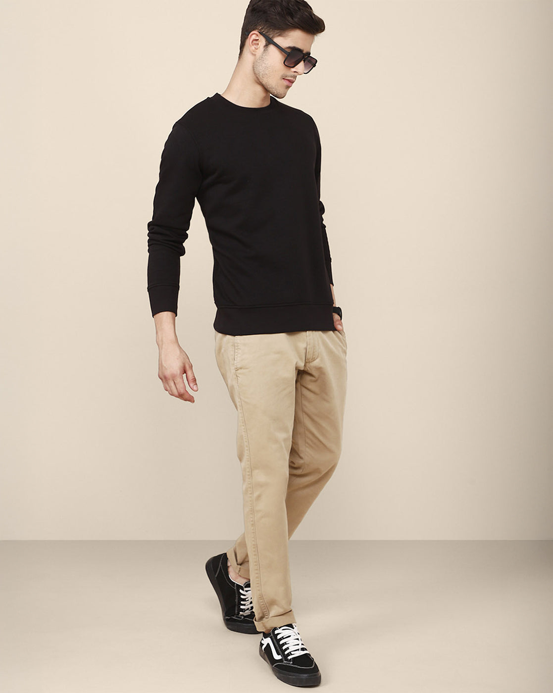 Men Black Regular Fit Sweatshirt