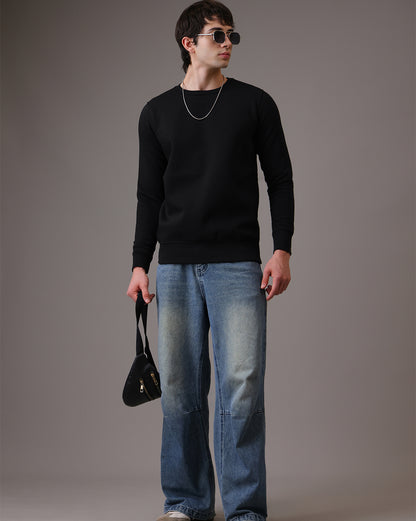 Men Black Regular Fit Sweatshirt