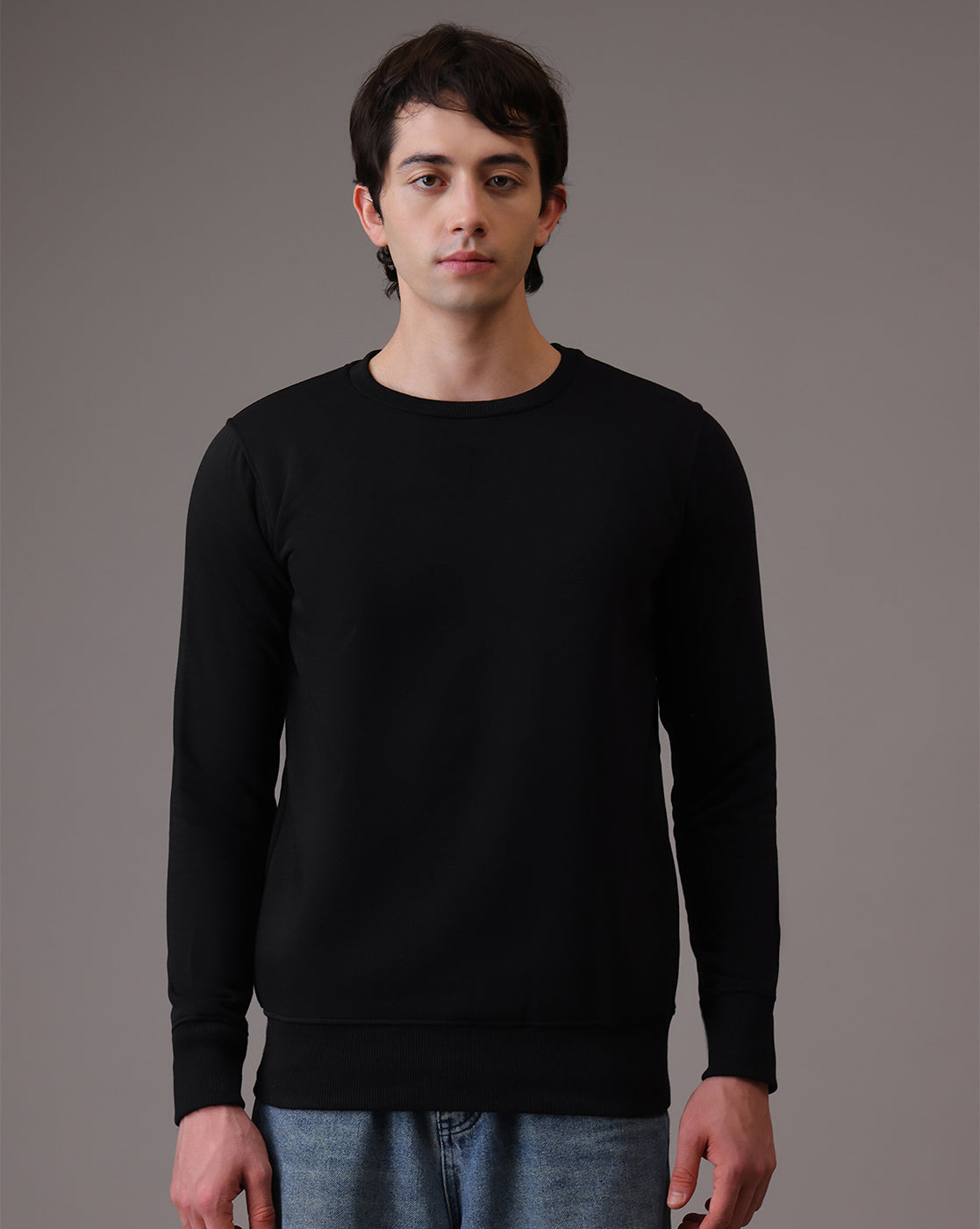 Men Black Regular Fit Sweatshirt