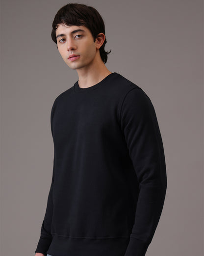 Men Navy Blue Regular Fit Sweatshirt