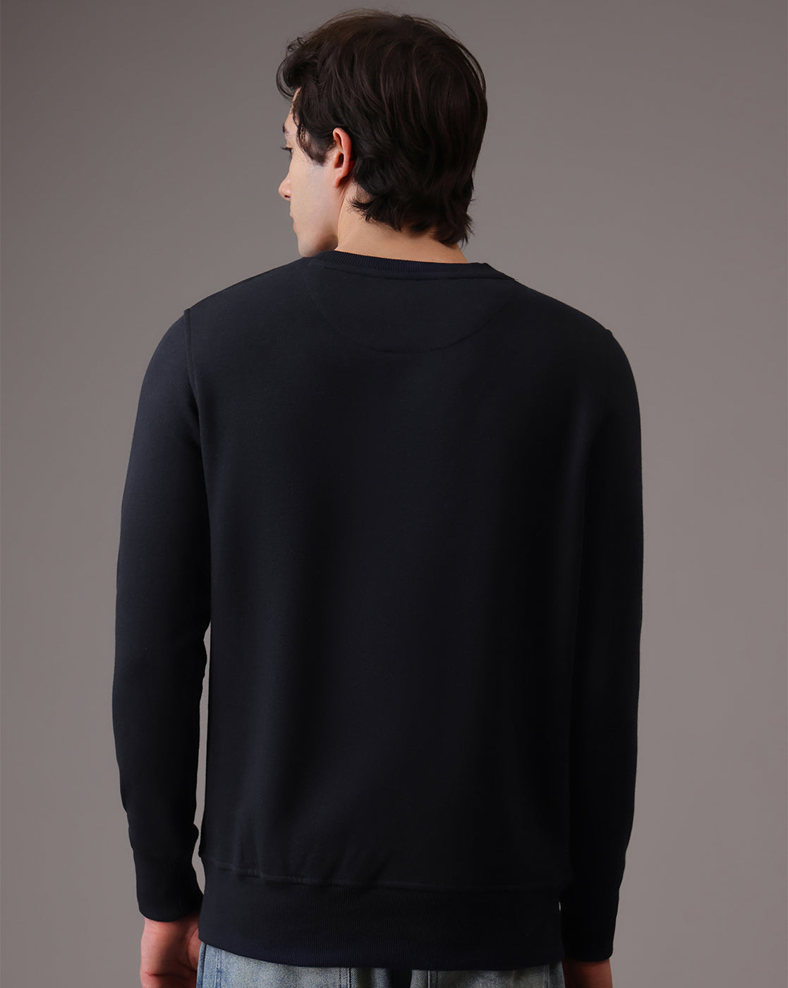 Men Navy Blue Regular Fit Sweatshirt