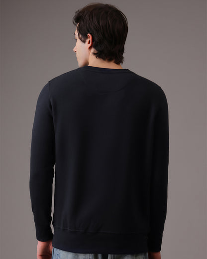 Men Navy Blue Regular Fit Sweatshirt