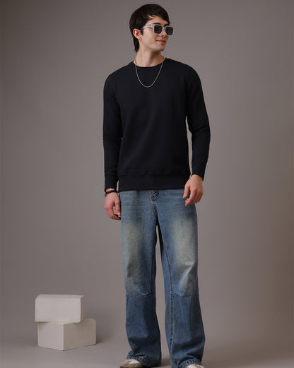 Men Navy Blue Regular Fit Sweatshirt
