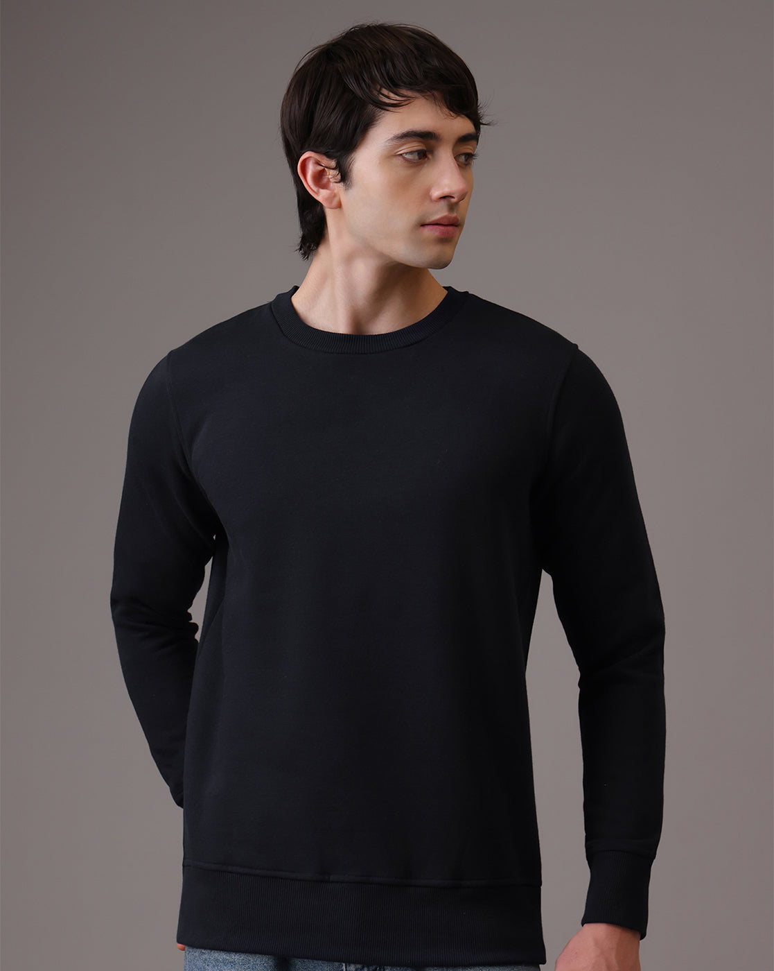 Men Navy Blue Regular Fit Sweatshirt