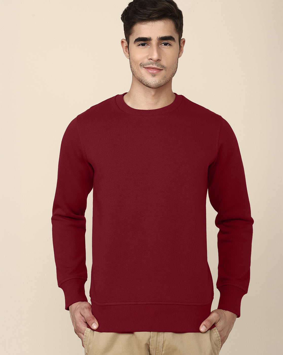 Men Red Regular Fit Sweatshirt