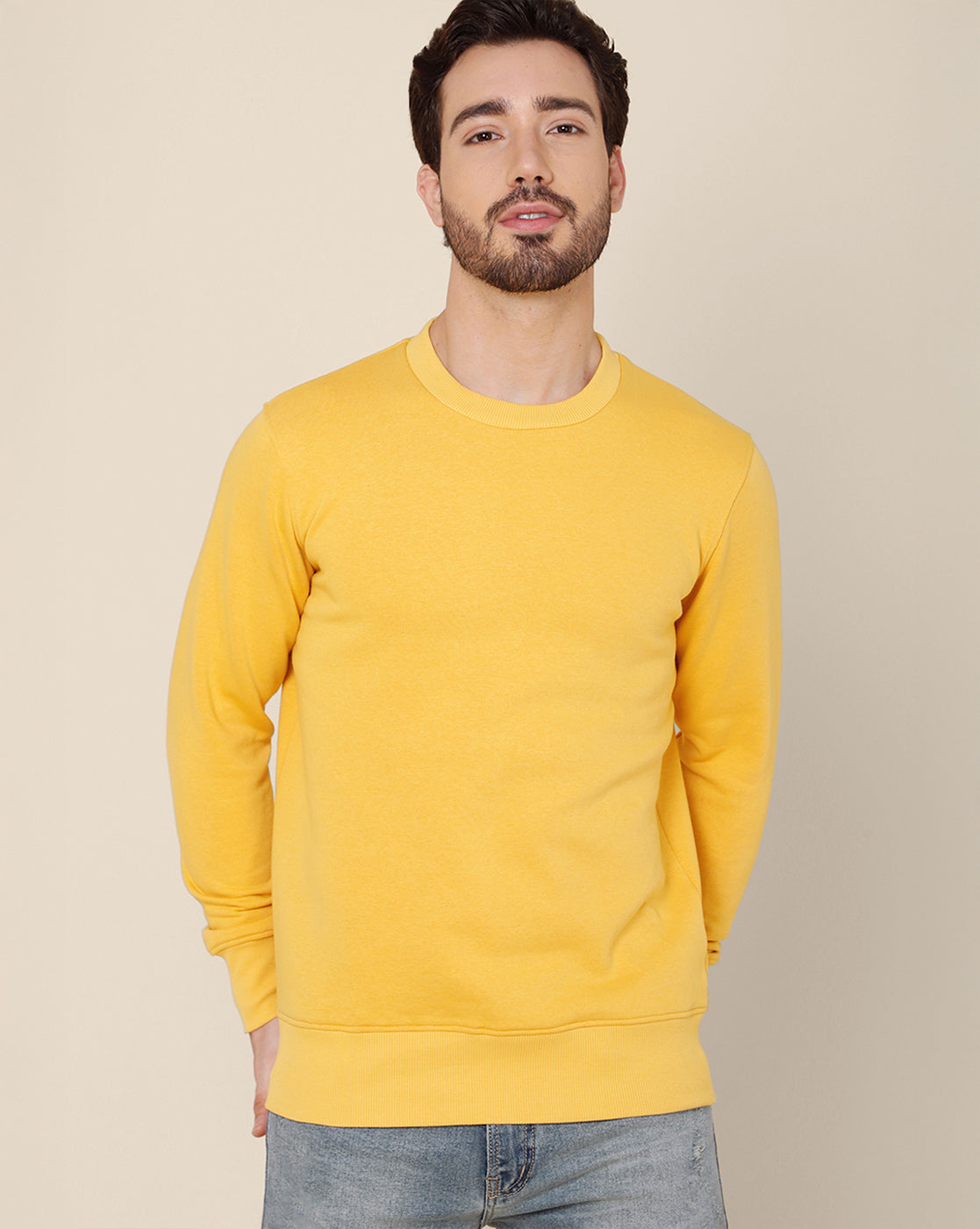 Men Yellow Regular Fit Sweatshirt