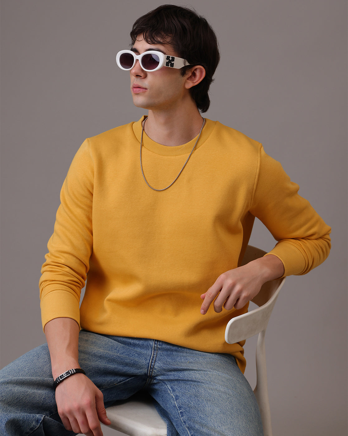 Men Yellow Regular Fit Sweatshirt