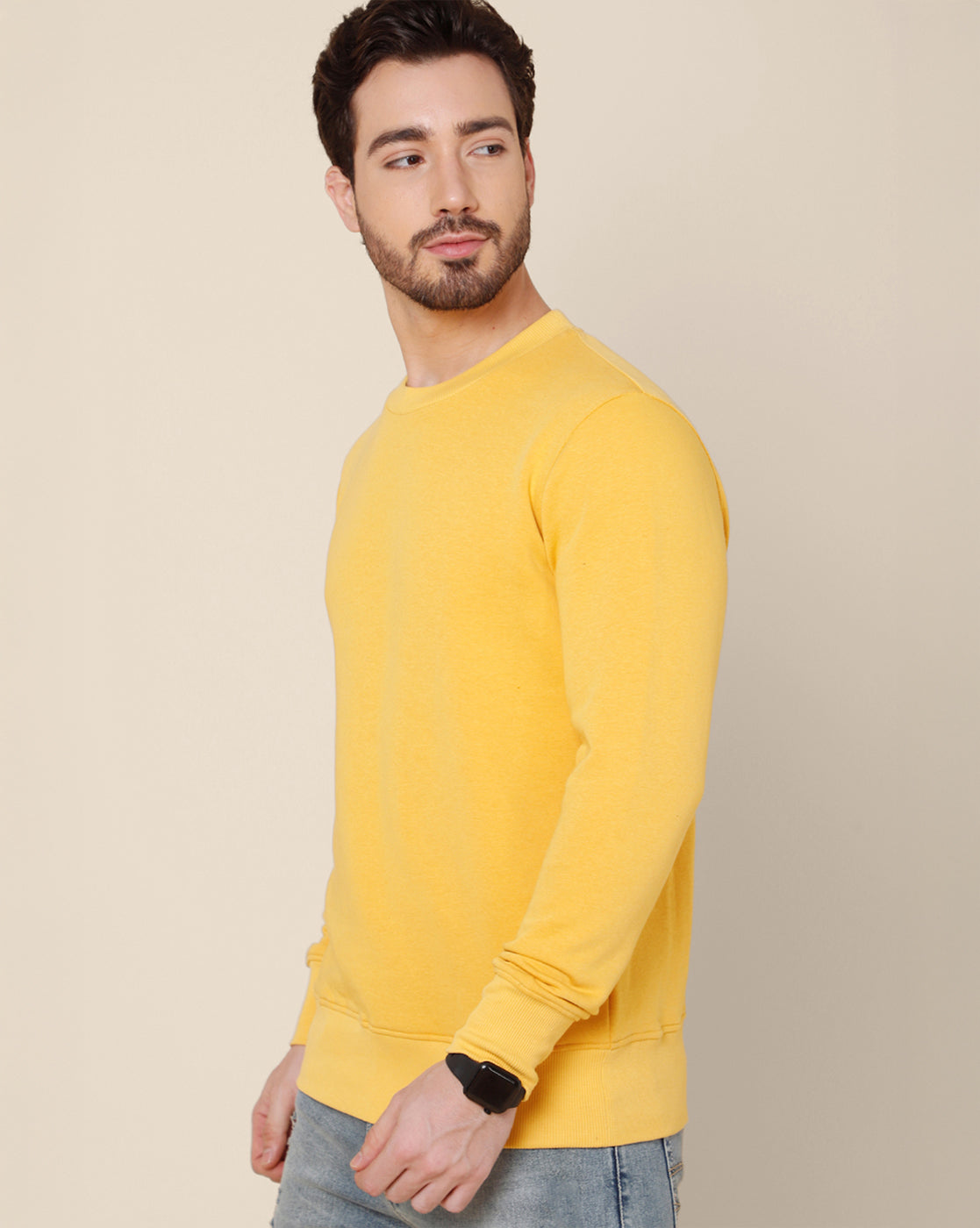 Men Yellow Regular Fit Sweatshirt