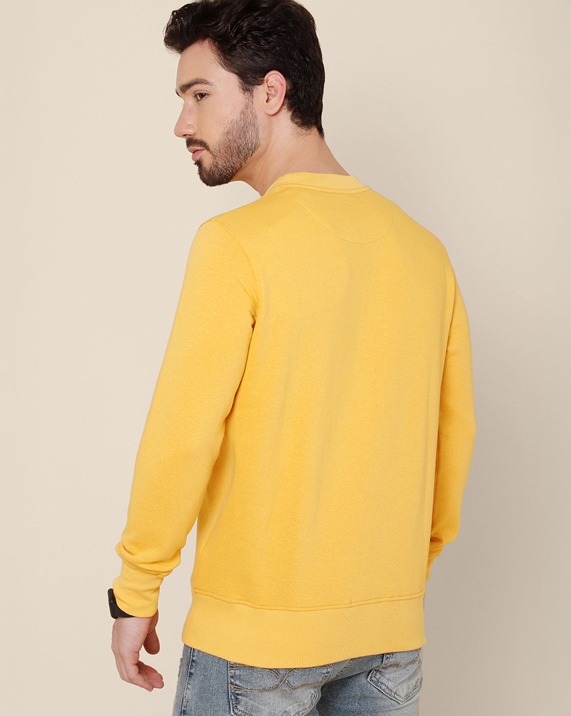 Men Yellow Regular Fit Sweatshirt