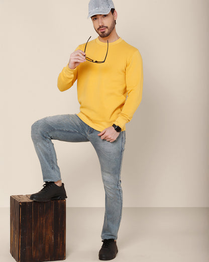Men Yellow Regular Fit Sweatshirt