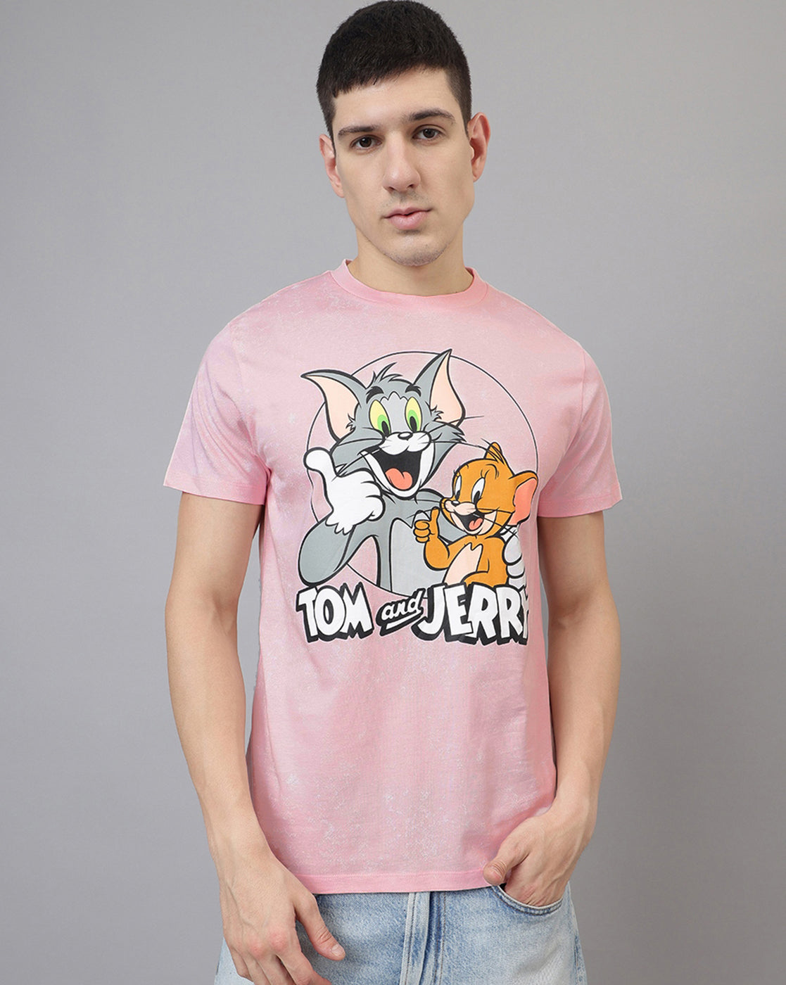 Tom & Jerry Regular Fit Peach Tshirt Men
