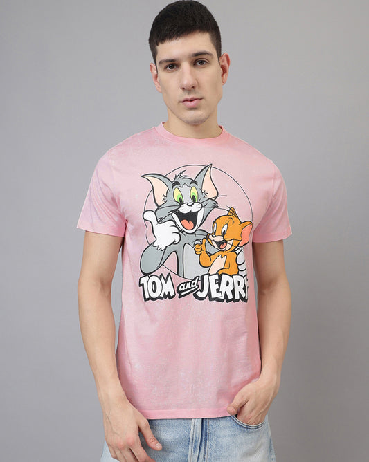 Tom & Jerry Regular Fit Peach Tshirt Men