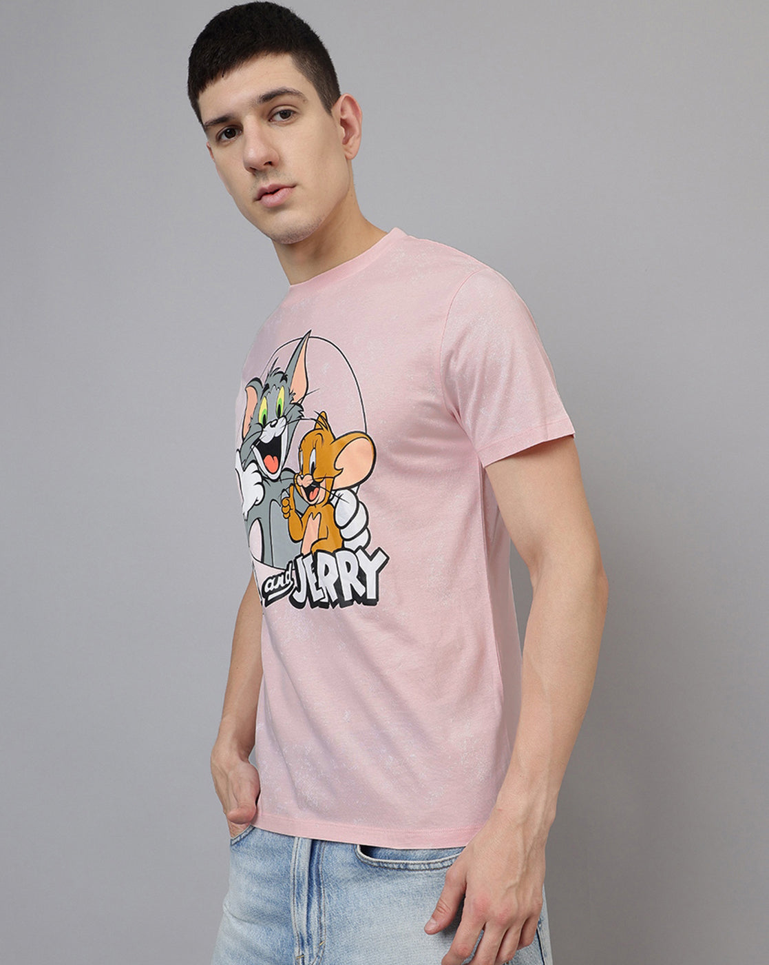 Tom & Jerry Regular Fit Peach Tshirt Men