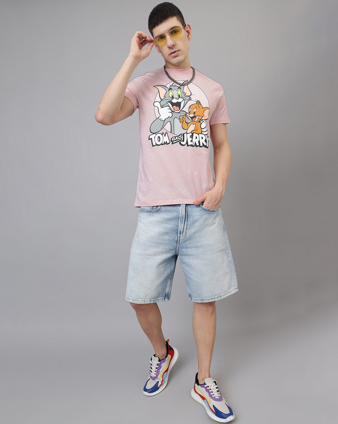 Tom & Jerry Regular Fit Peach Tshirt Men
