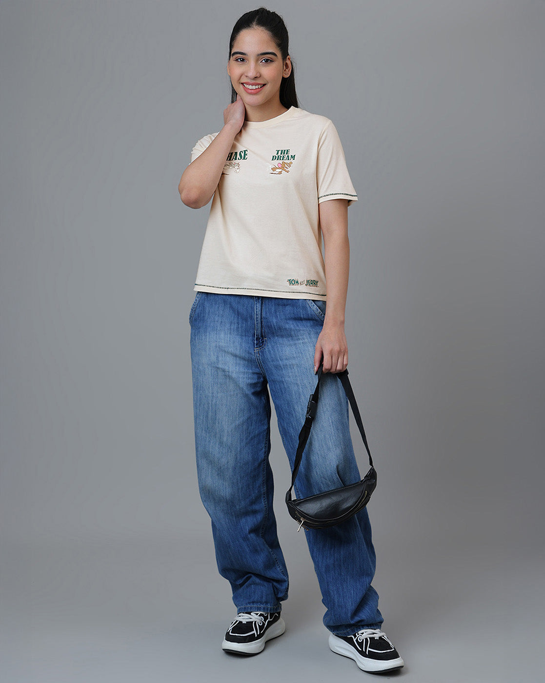 Tom & Jerry Printed Regular Fit Tshirt For Women