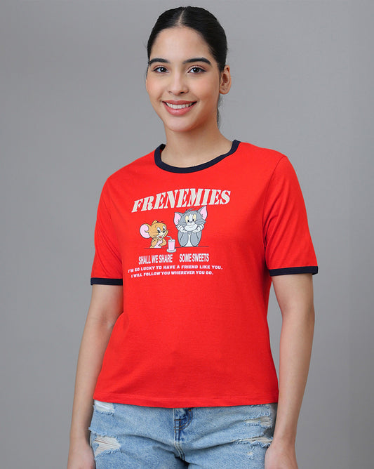 Tom & Jerry Printed Regular Fit Tshirt For Women