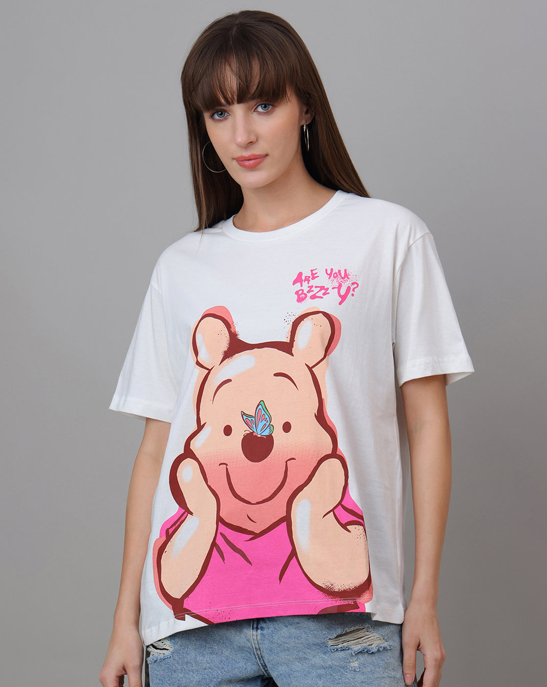 Winnie The Pooh Printed Oversized Tshirt For Women