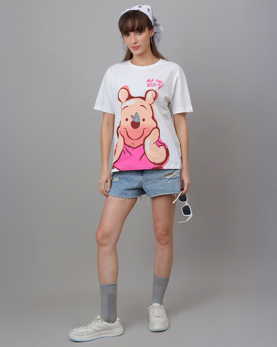 Winnie The Pooh Printed Oversized Tshirt For Women