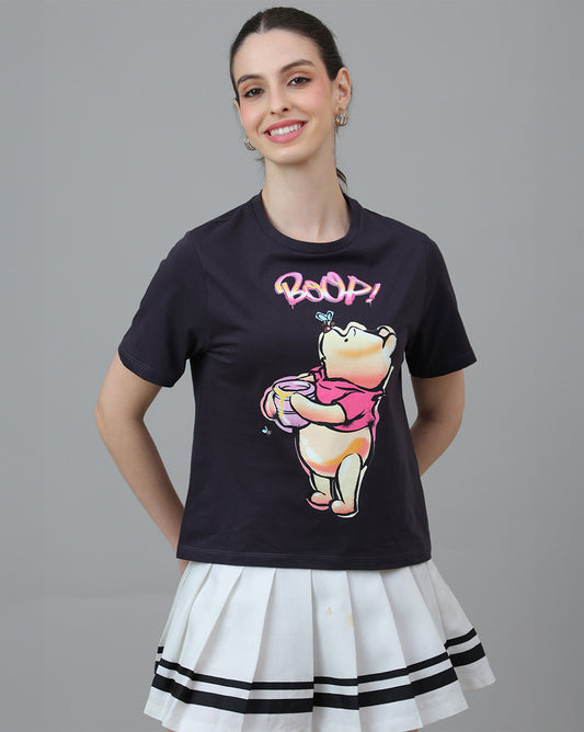 Winnie The Pooh Printed Regular Fit Tshirt For Women
