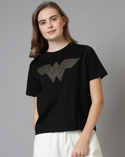 Wonder Woman Rhinestones Regular Fit Tshirt  Women